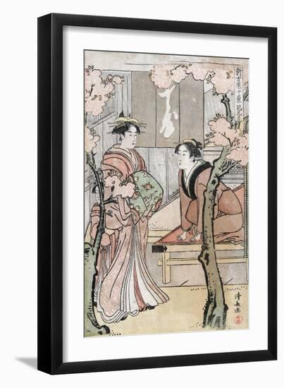 Cherry Blossom Viewing Month, Japanese Wood-Cut Print-Lantern Press-Framed Art Print