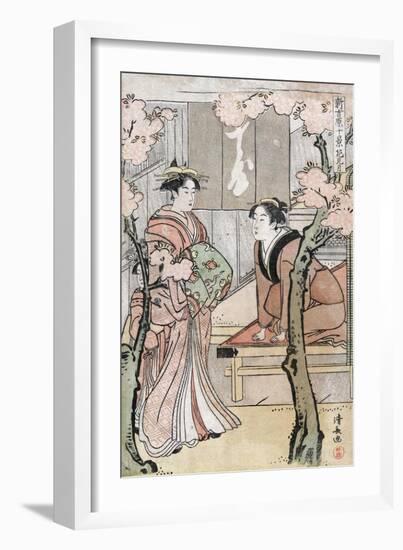 Cherry Blossom Viewing Month, Japanese Wood-Cut Print-Lantern Press-Framed Art Print