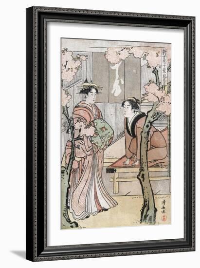 Cherry Blossom Viewing Month, Japanese Wood-Cut Print-Lantern Press-Framed Art Print