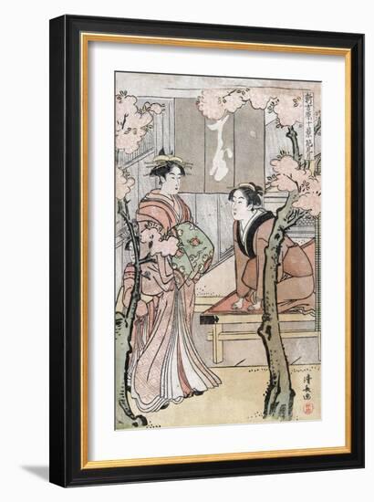 Cherry Blossom Viewing Month, Japanese Wood-Cut Print-Lantern Press-Framed Art Print