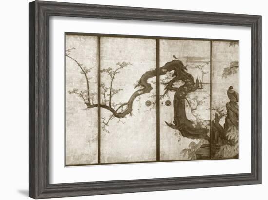 Cherry Blossoms and Pheasant-null-Framed Art Print