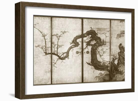 Cherry Blossoms and Pheasant-null-Framed Art Print