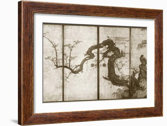 Cherry Blossoms and Pheasant-null-Framed Art Print