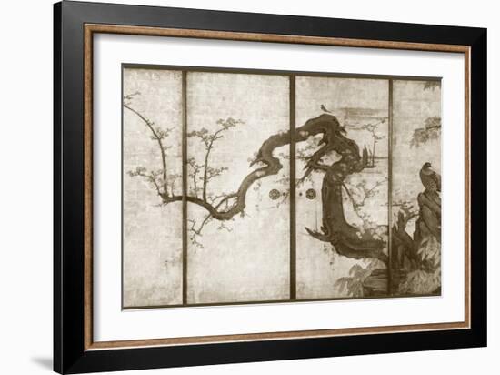 Cherry Blossoms and Pheasant-null-Framed Art Print