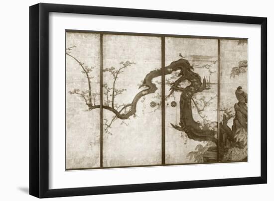 Cherry Blossoms and Pheasant-null-Framed Art Print