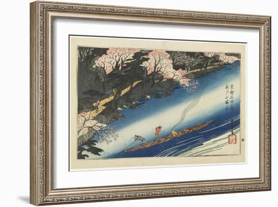 Cherry Blossoms at Arashiyama, C. 1834-Utagawa Hiroshige-Framed Giclee Print