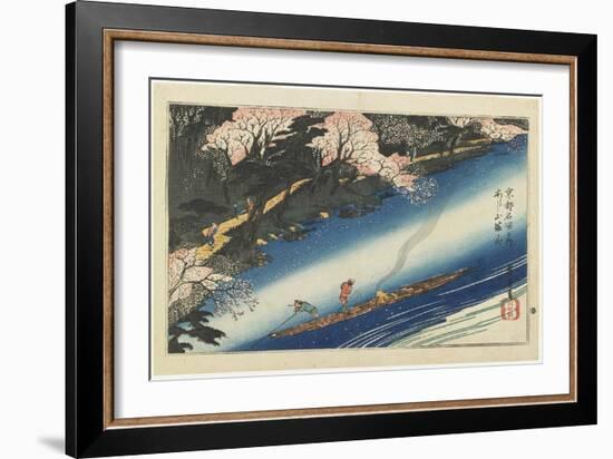 Cherry Blossoms at Arashiyama, C. 1834-Utagawa Hiroshige-Framed Giclee Print