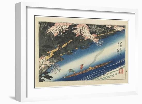 Cherry Blossoms at Arashiyama, C. 1834-Utagawa Hiroshige-Framed Giclee Print