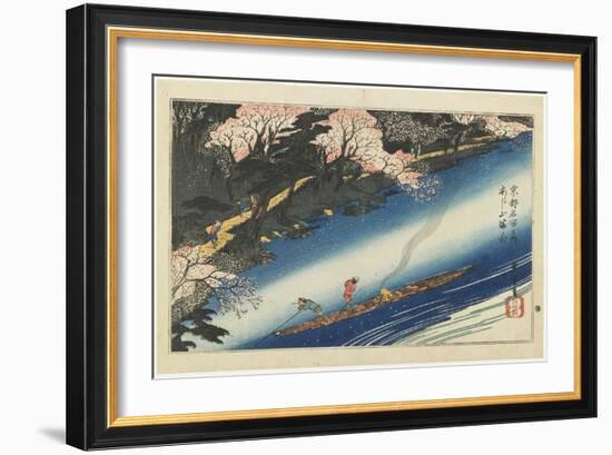 Cherry Blossoms at Arashiyama, C. 1834-Utagawa Hiroshige-Framed Giclee Print