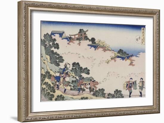 Cherry Blossoms at Mount Yoshino from the Series Snow, Moon, Flowers-Katsushika Hokusai-Framed Giclee Print