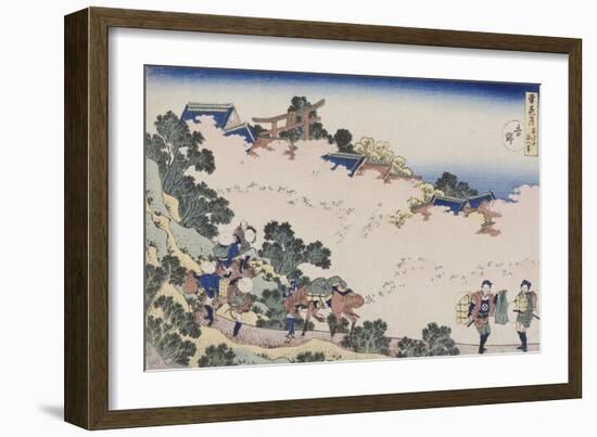 Cherry Blossoms at Mount Yoshino from the Series Snow, Moon, Flowers-Katsushika Hokusai-Framed Giclee Print