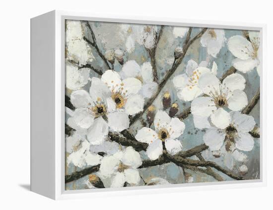 Cherry Blossoms I Blue Crop-James Wiens-Framed Stretched Canvas