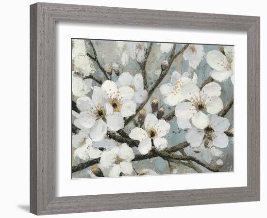 Cherry Blossoms I Blue Crop-James Wiens-Framed Art Print