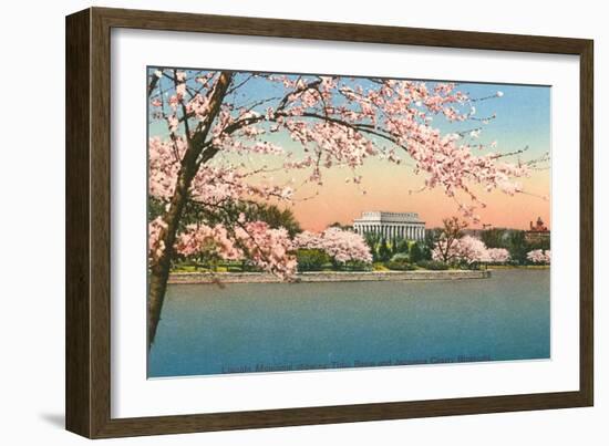 Cherry Blossoms, Lincoln Memorial, Washington D.C.-null-Framed Art Print