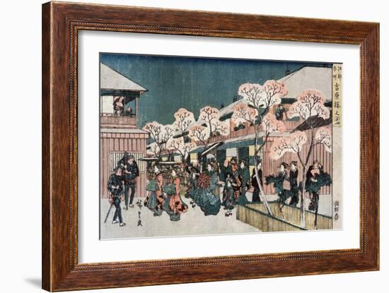 Cherry Blossoms of Yoshiwara, Japanese Wood-Cut Print-Lantern Press-Framed Art Print