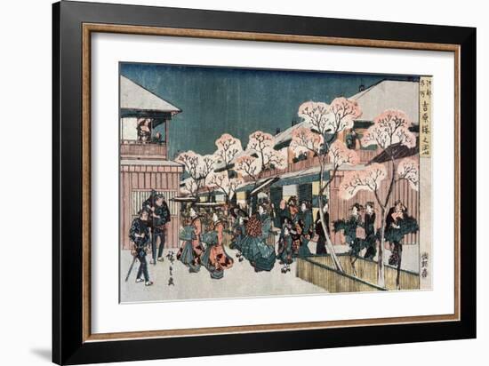 Cherry Blossoms of Yoshiwara, Japanese Wood-Cut Print-Lantern Press-Framed Art Print