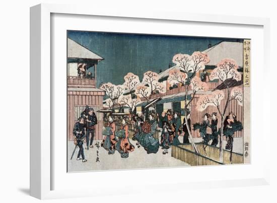 Cherry Blossoms of Yoshiwara, Japanese Wood-Cut Print-Lantern Press-Framed Art Print