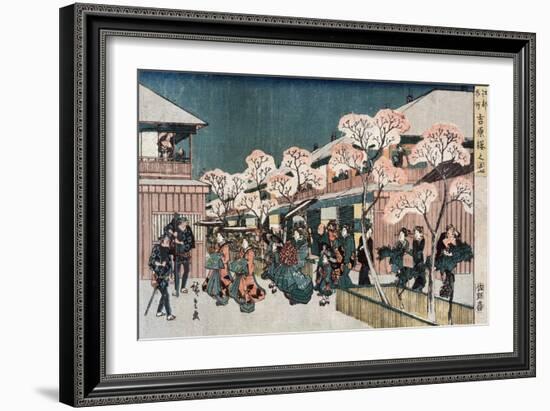 Cherry Blossoms of Yoshiwara, Japanese Wood-Cut Print-Lantern Press-Framed Art Print