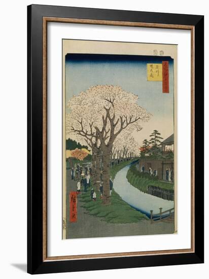 Cherry Blossoms on the Banks of the Tama River (One Hundred Famous Views of Ed), 1856-1858-Utagawa Hiroshige-Framed Giclee Print