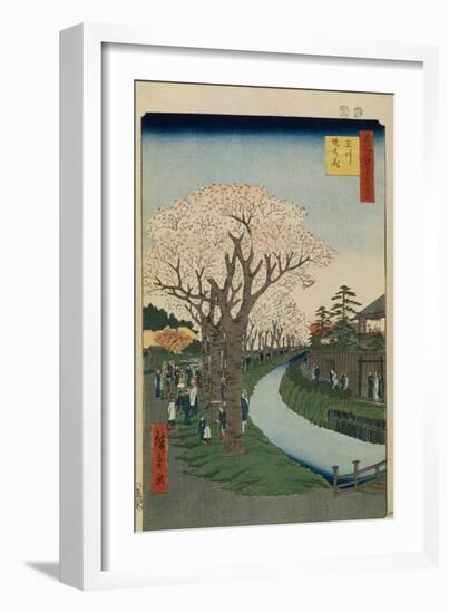 Cherry Blossoms on the Banks of the Tama River (One Hundred Famous Views of Ed), 1856-1858-Utagawa Hiroshige-Framed Giclee Print