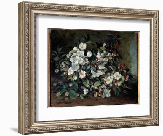 Cherry Blossoms or Apple Branches in Bloom. Painting by Gustave Courbet (1819-1877), 1871. Oil on C-Gustave Courbet-Framed Giclee Print