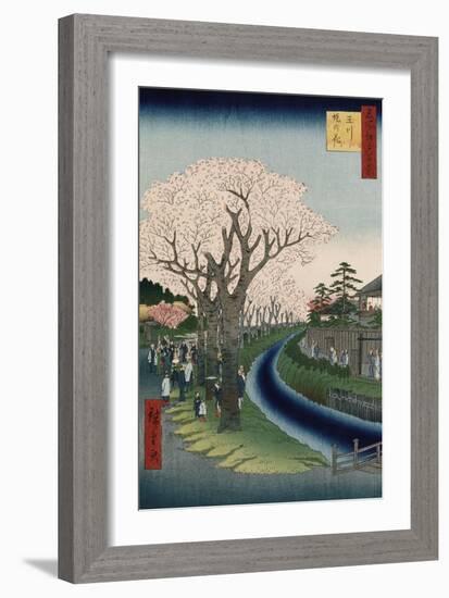 Cherry Blossoms, Tama River Embankment-Utagawa Hiroshige-Framed Giclee Print