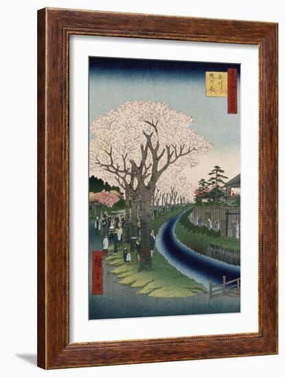 Cherry Blossoms, Tama River Embankment-Utagawa Hiroshige-Framed Giclee Print