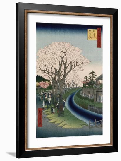 Cherry Blossoms, Tama River Embankment-Utagawa Hiroshige-Framed Giclee Print