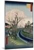 Cherry Blossoms, Tama River Embankment-Utagawa Hiroshige-Mounted Giclee Print