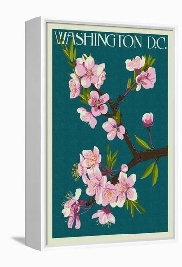 Cherry Blossoms - Washington DC-Lantern Press-Framed Stretched Canvas