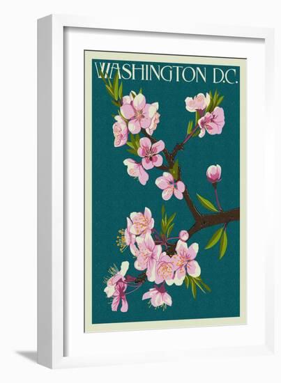 Cherry Blossoms - Washington DC-Lantern Press-Framed Art Print