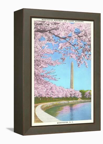 Cherry Blossoms, Washington Monument, Washington D.C.-null-Framed Stretched Canvas