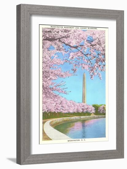 Cherry Blossoms, Washington Monument, Washington D.C.-null-Framed Art Print
