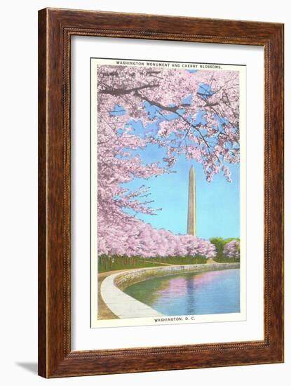 Cherry Blossoms, Washington Monument, Washington D.C.-null-Framed Art Print