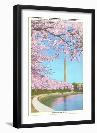 Cherry Blossoms, Washington Monument, Washington D.C.-null-Framed Art Print