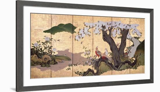 Cherry Blossoms With Pheasants-Nagataka-Framed Premium Giclee Print