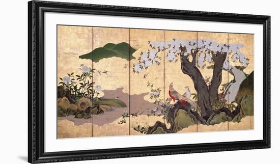 Cherry Blossoms With Pheasants-Nagataka-Framed Premium Giclee Print