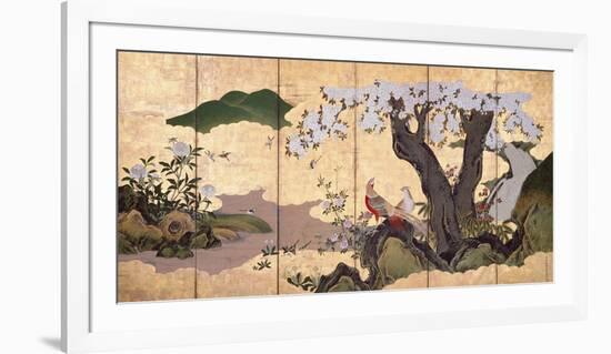 Cherry Blossoms With Pheasants-Nagataka-Framed Premium Giclee Print