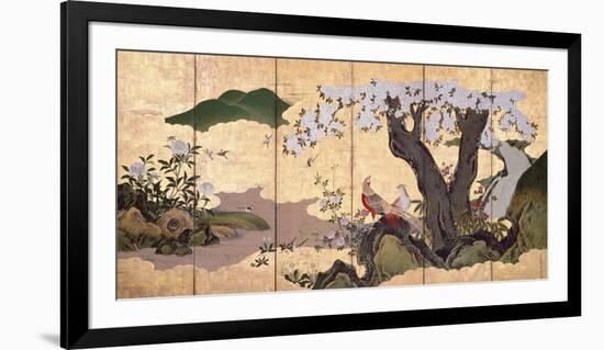 Cherry Blossoms With Pheasants-Nagataka-Framed Premium Giclee Print