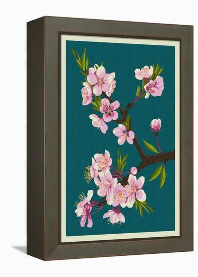 Cherry Blossoms-Lantern Press-Framed Stretched Canvas