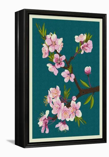 Cherry Blossoms-Lantern Press-Framed Stretched Canvas