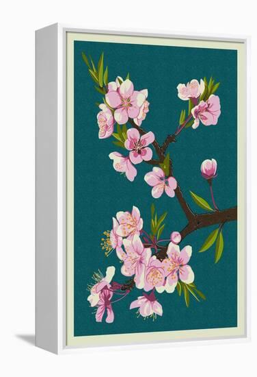 Cherry Blossoms-Lantern Press-Framed Stretched Canvas