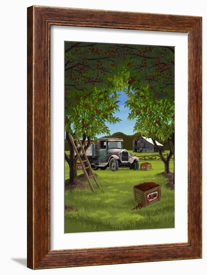 Cherry Orchard Harvest-Lantern Press-Framed Art Print