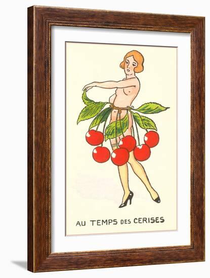 Cherry Season, Nude with Belt of Cherries-null-Framed Art Print