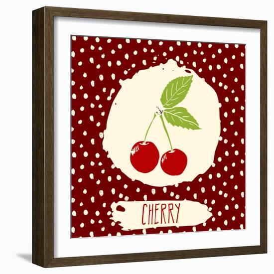 Cherry with Dots Pattern-Anton Yanchevskyi-Framed Art Print