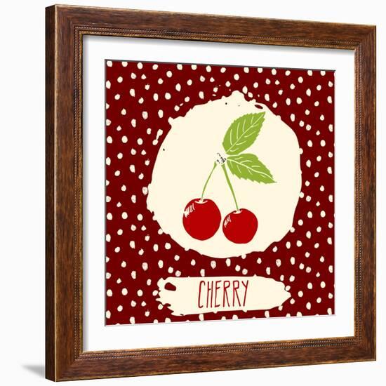 Cherry with Dots Pattern-Anton Yanchevskyi-Framed Art Print