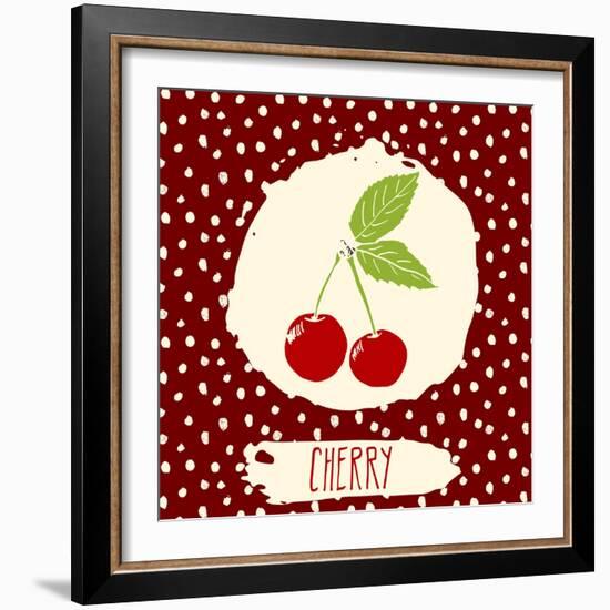 Cherry with Dots Pattern-Anton Yanchevskyi-Framed Art Print