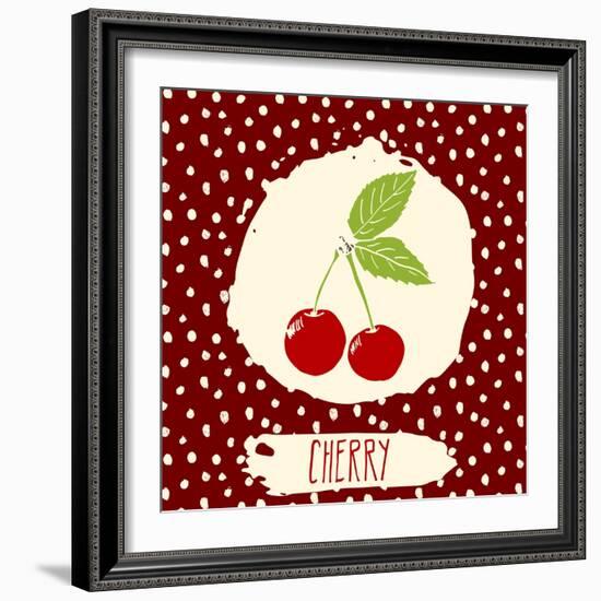 Cherry with Dots Pattern-Anton Yanchevskyi-Framed Art Print