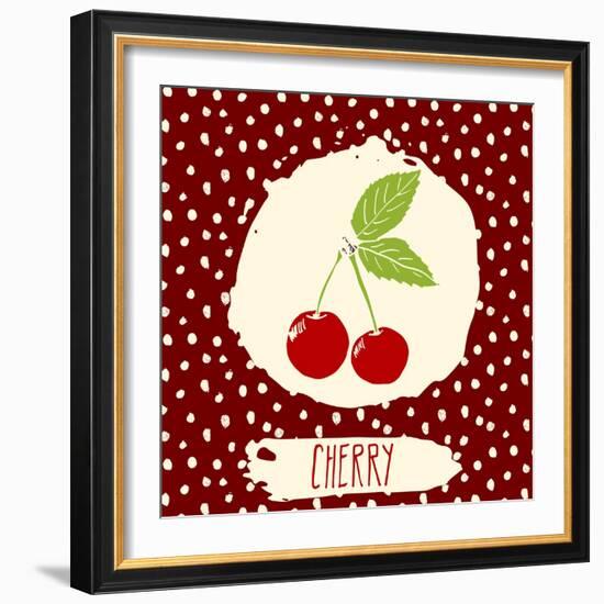 Cherry with Dots Pattern-Anton Yanchevskyi-Framed Art Print