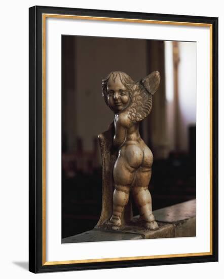 Cherub Coat-Of-Arms Holder-Agostino Di Duccio-Framed Giclee Print